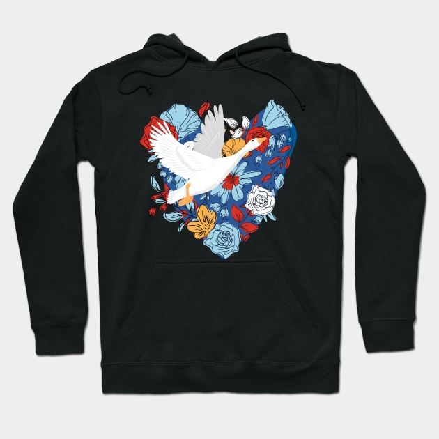 Flaing Goose and Flowers Hoodie by Cute Pets Graphically